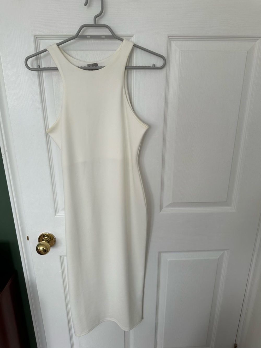 ASOS White Sleeveless Midi Bodycon Dress